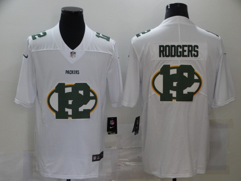 Men's Green Bay Packers Aaron Rodgers #12 White Jersey